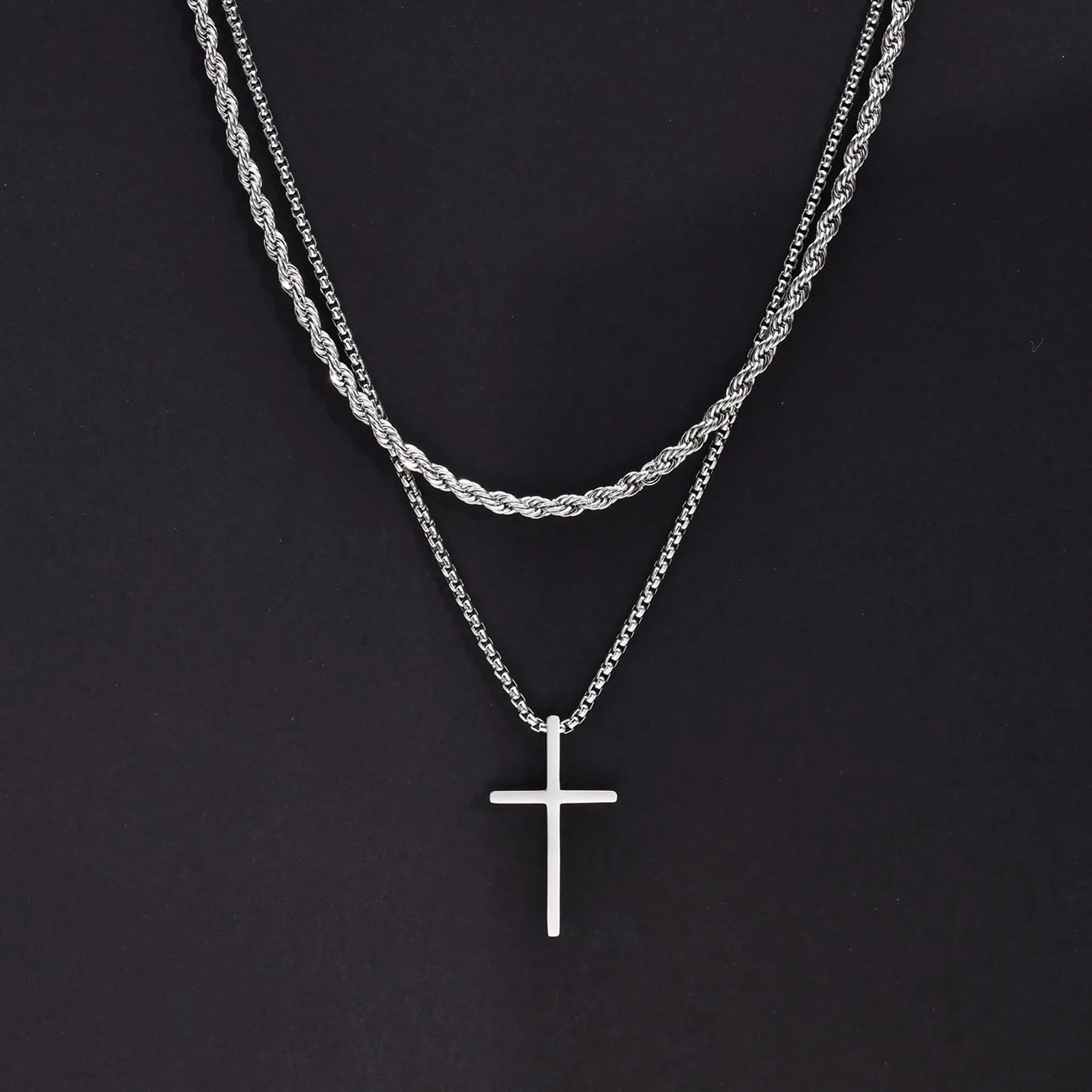 Shop All I Want NC-1035S NC-039-55S SHOP ALL I WANT Layered Cross Pendant Necklace for Men ✝️🔗