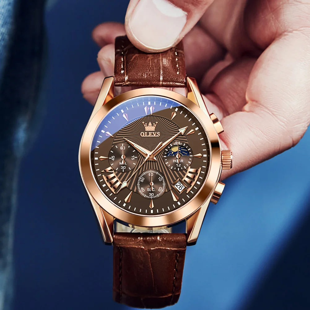 Luxury Brand Men's Watch – High-Quality Waterproof Quartz Watch with Fashion Leather Strap ⌚✨