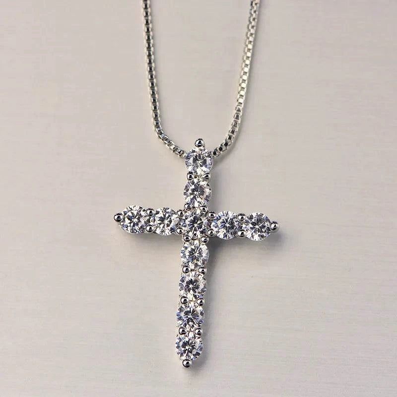 Shop All I Want Shop All I Want ✨ 16-24" Sterling Silver Necklace – Shiny Cross Pendant, Perfect Gift for Men & Women 🎁