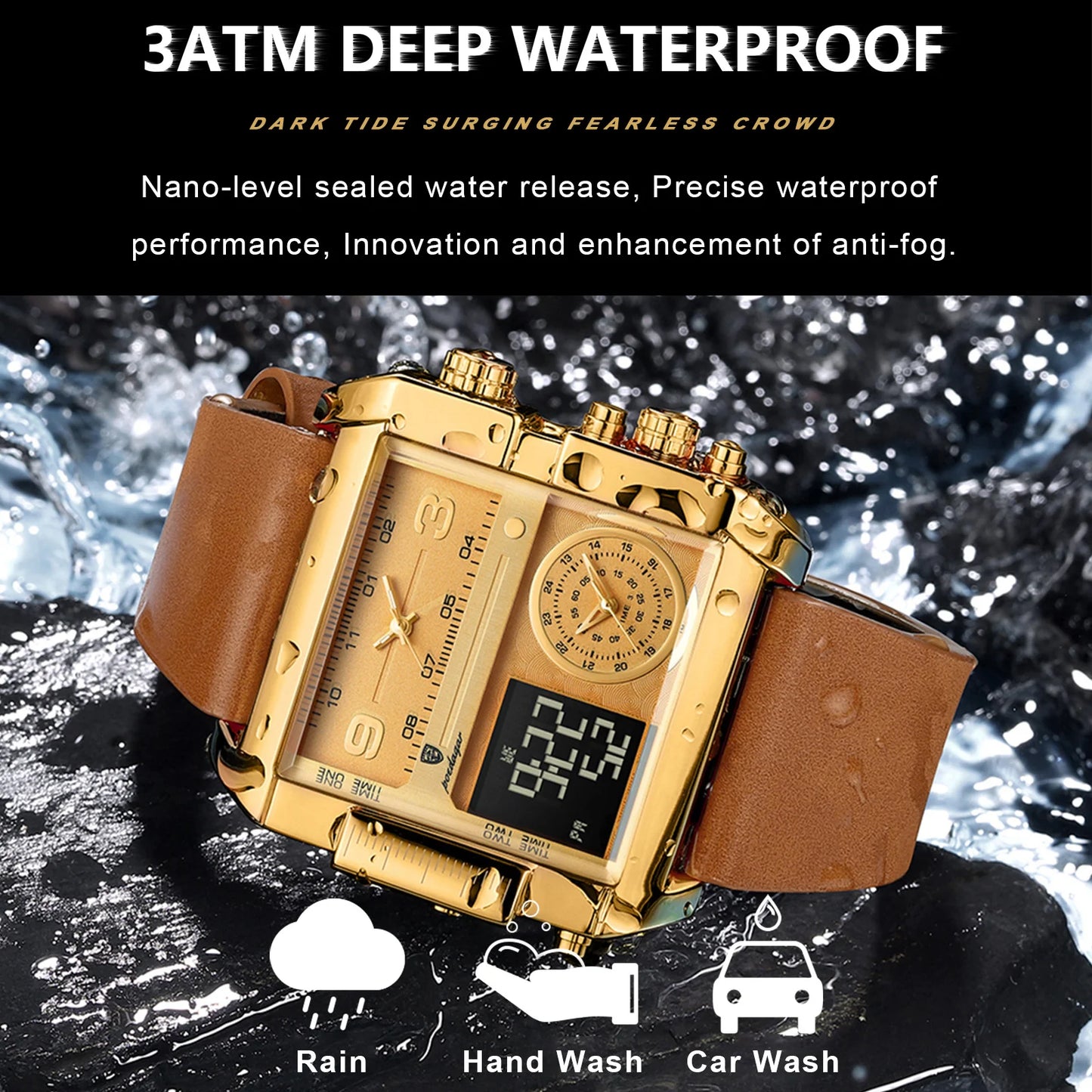 Multi-functional High-End Men’s Wristwatch – Waterproof Quartz Watch with Luminous Date & Week, Leather Strap ⌚💫