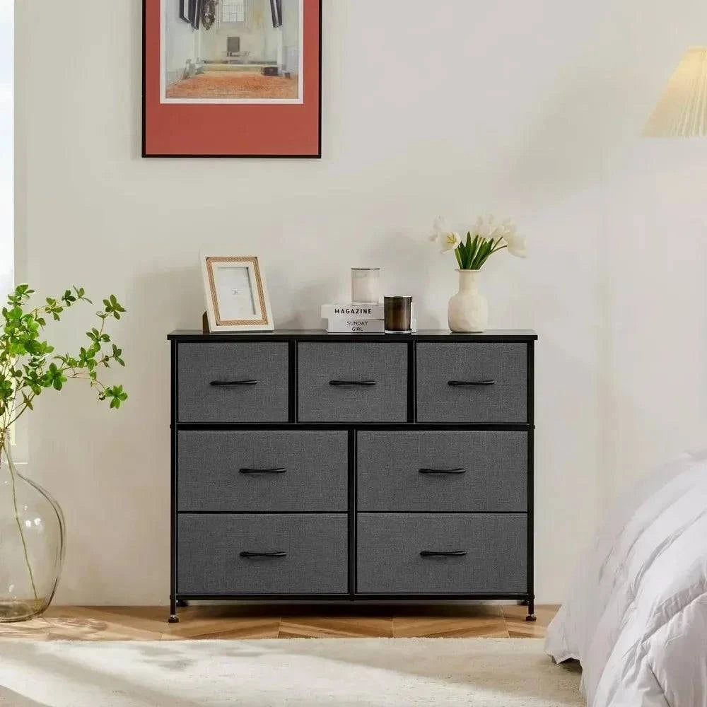 Chest of Drawers with Fabric Bins & Wooden Top - Vanity Desk for BedroThis modern-style Chest of Drawers with Fabric Bins and Wooden Top combines practicality and elegance for your bedroom or nursery. Featuring 7 spacious drawers, thisShop All I WantShop All I WantFabric Bins & Wooden Top - Vanity Desk