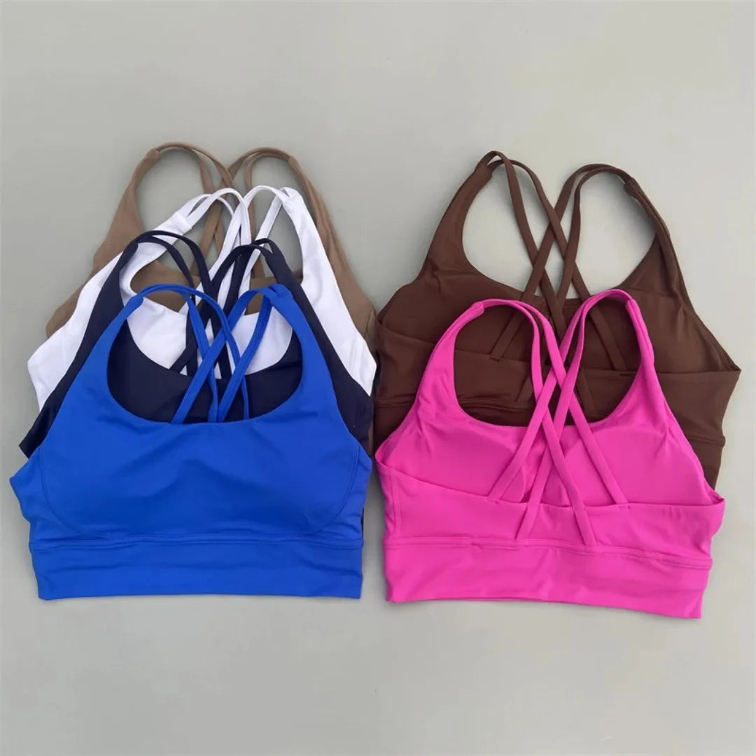 Solid Color Soft Cross Back Women’s Fitness Bra  🏋️‍♀️✨