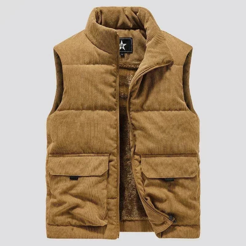 Shop All I Want Khaki / S SHOP ALL I WANT Cotton-Padded Sleeveless Workwear Vest