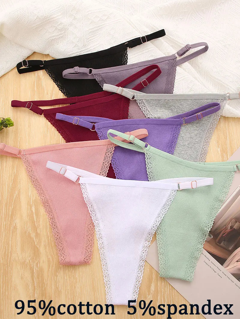 5PCS Sexy G-String Panties Set – Adjustable Cotton Bikini Thongs for Women 💖✨