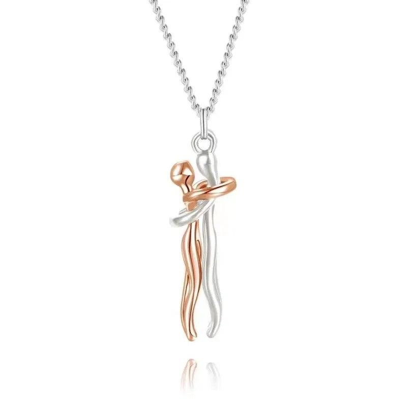 Shop All I Want Silver Rose Gold / CN SHOP ALL I WANT Embrace Pendant Necklace: Symbol of Love 💖