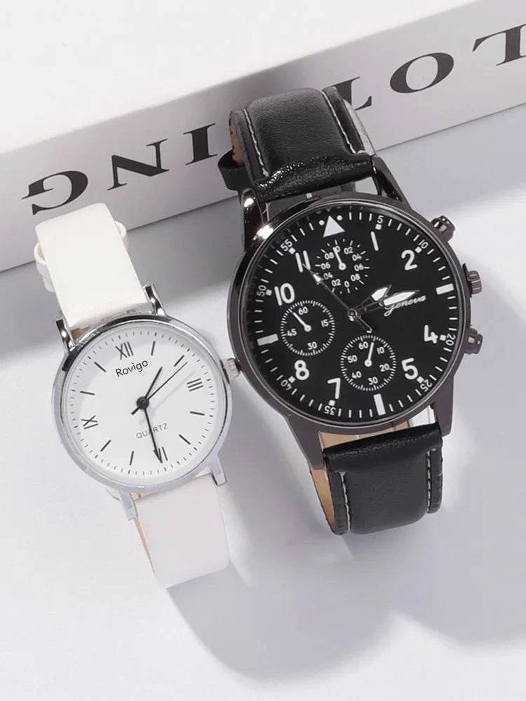 Shop All I Want Shop All I Want ⏱️ 4pcs Minimalist Quartz Wristwatches – Casual, Couple’s Watch Set with Student Strap 💑