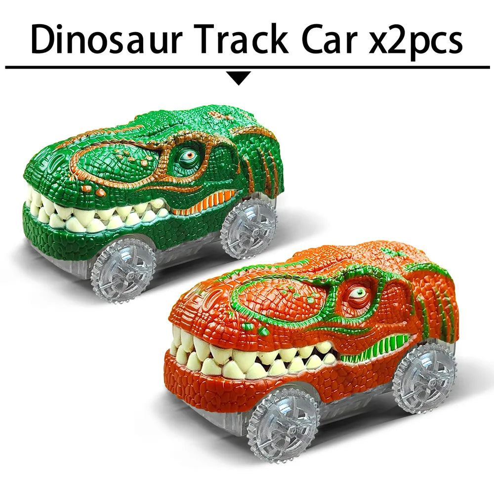 Shop All I Want Dino Car2PCS Shop All I Want Flexible Race Set with Flashing Lights 🦖 🚗