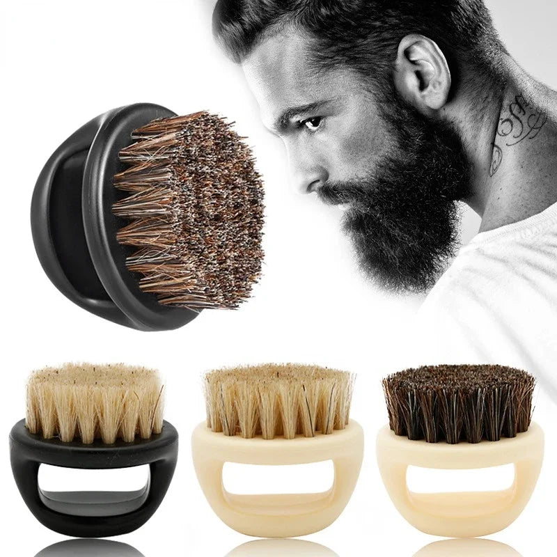 Men’s Beard Ring Brush | Portable Horse Bristle Shaving Brush 🧔