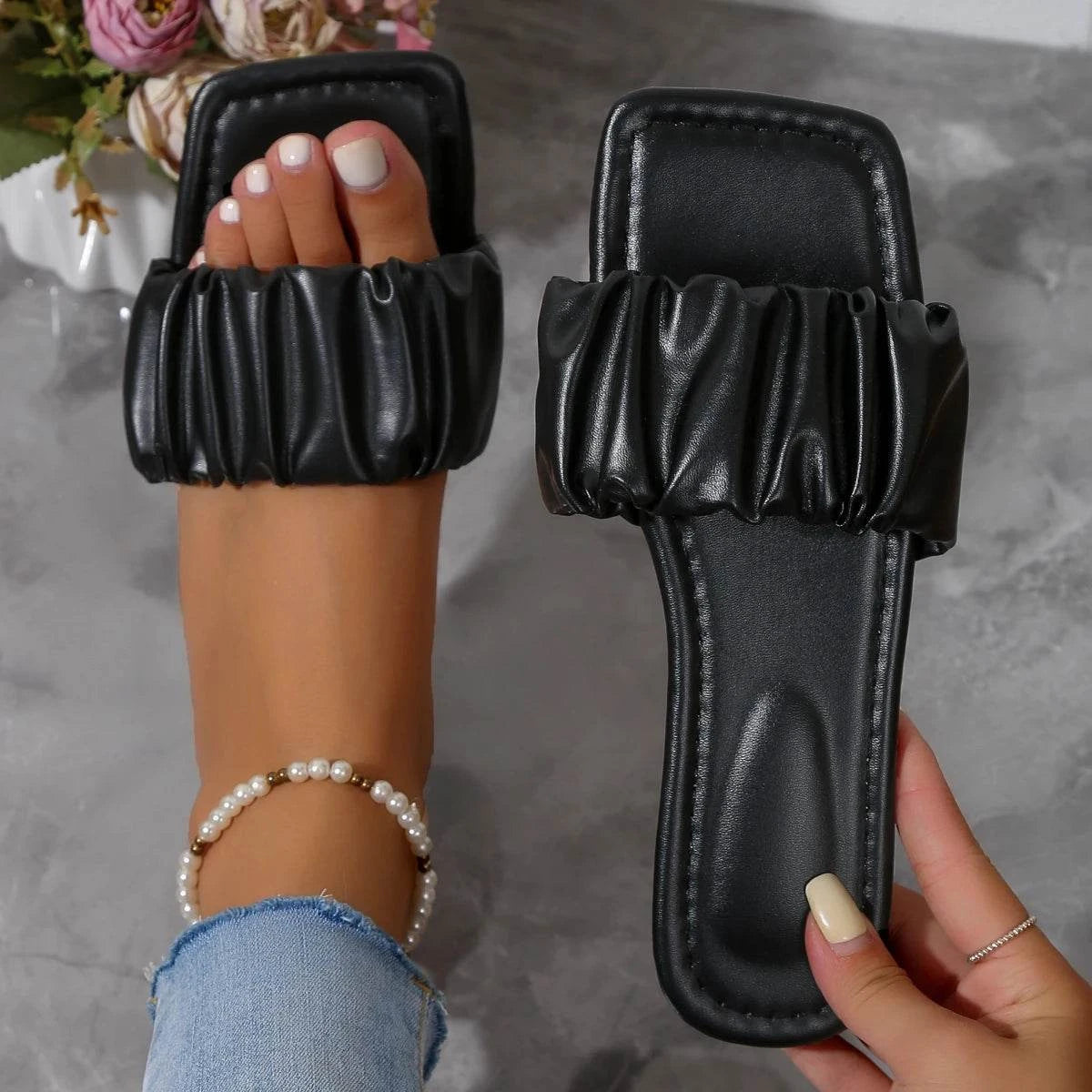 Shop All I Want Black / 37 SHOP ALL I WANT Summer Slippers -Summer Breezy comfort 🏖️