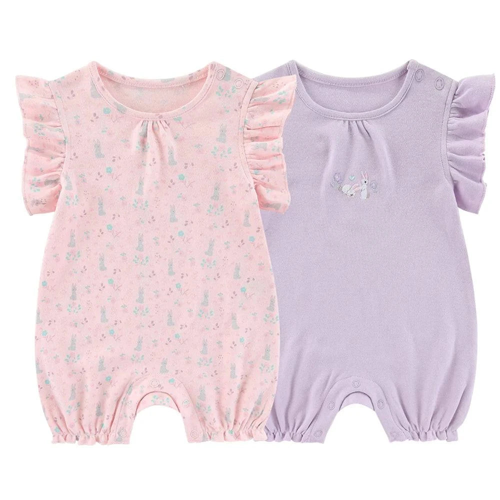 👶 Newborn Baby Clothes – 2-Piece Waffle Print Rompers, Short Sleeves for Boys & Girls (0-24M) 🌟 - Shop All I Want