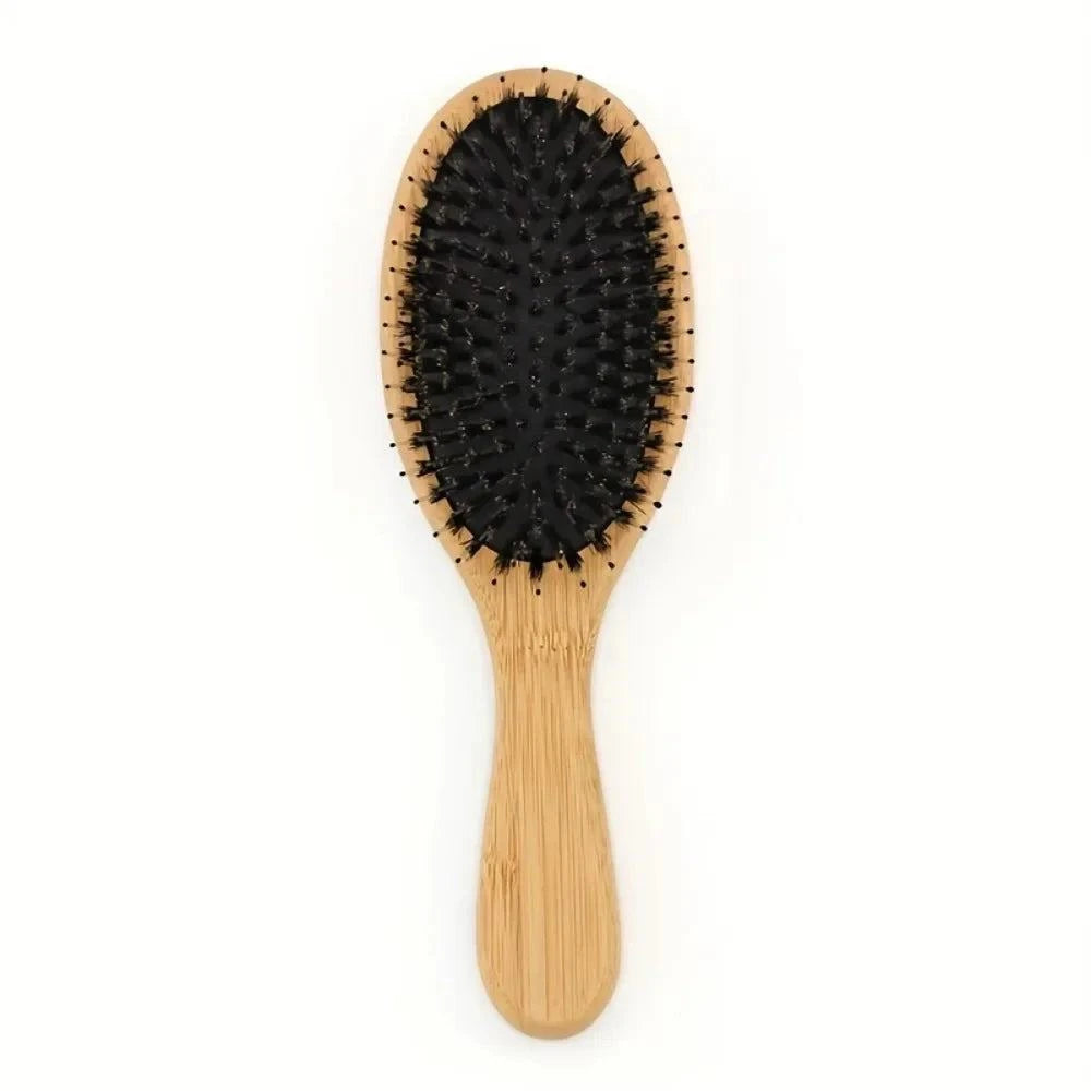 Shop All I Want 1PC Shop All I Want 💆‍♀️ Natural Boar Bristle Hair Brush – Bamboo Handle, Anti-Static, Scalp Massage & Detangling Styling Tool 🌟