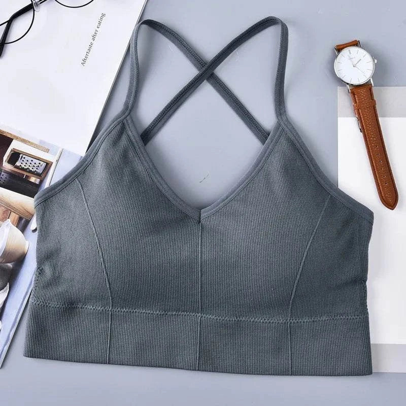 Shop All I Want Dark Gray / One Size SHOP ALL I WANT Cross Strap Sports Bra 💪🏃‍♀️ #FitnessStyle