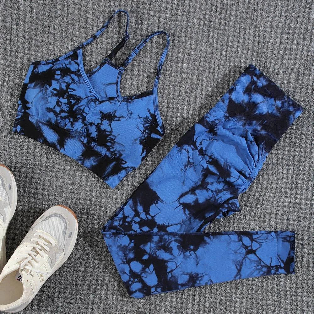 Shop All I Want Blue Black Set / S Shop All I Want Tie-Dye Yoga Set 🌈💪 #FitnessFashion