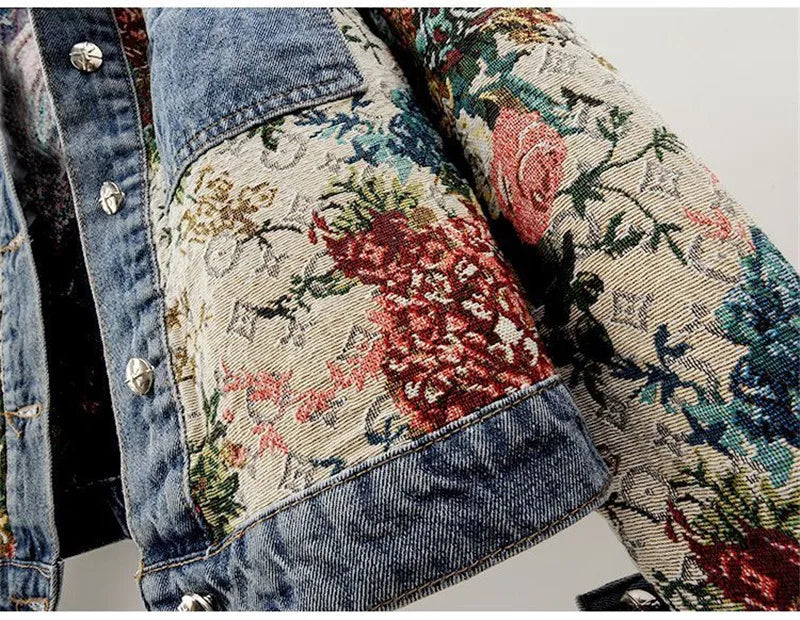 Short Denim Jacket for Women | Loose Patchwork Vintage Coat 🌼