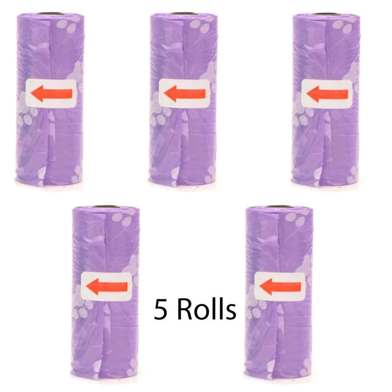 Shop All I Want Foot Purple 5Rolls SHOP ALL I WANT Convenient Cleanup: Pet poop bags for a mess-free and eco-friendly pet waste solution! 🐾♻️