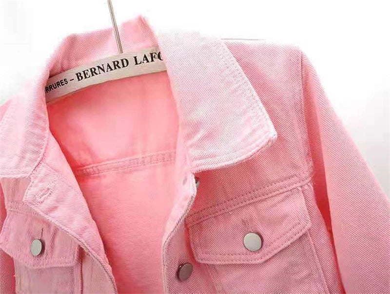 Women’s Denim Jacket | Pink Solid Short Multicolor Jean Jacket 🌸