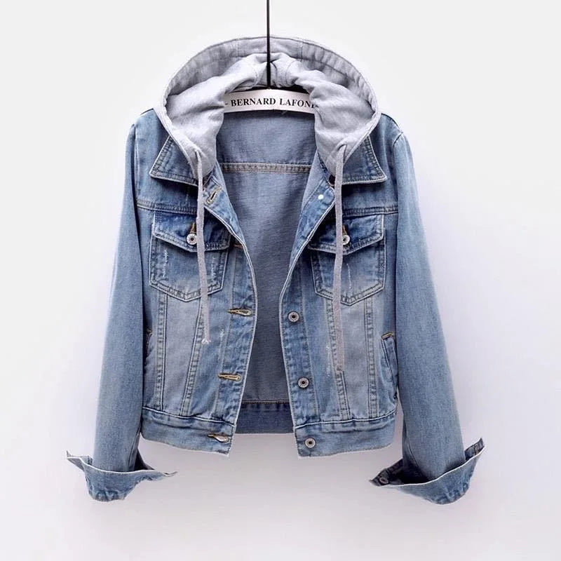 Hooded Denim Coat for Women: Stylish Patchwork Cardigan! 🌟🧥