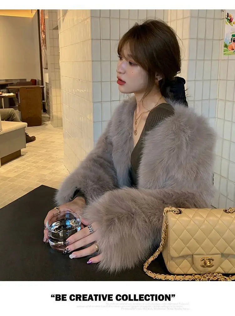 Women’s Faux Fur Coat 2024 – Casual Imitation Fox Fur Jacket for Winter 🍂✨