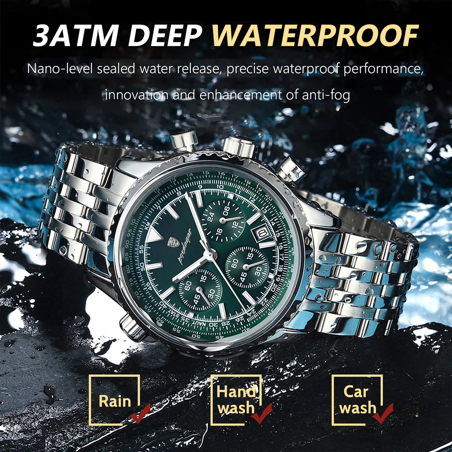 Military Watch for Men – Waterproof Luminous Date Chronograph Sport in Stainless Steel ⌚🔋