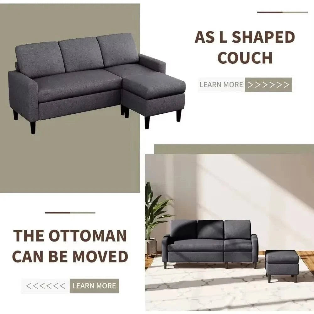 Convertible Sectional Sofa with Ottoman - L-Shaped 3-Seat Couch for LiAdd both comfort and style to your living room with this Convertible Sectional Sofa, designed for versatility. Featuring an L-shape and a removable ottoman, it proviShop All I WantShop All I WantConvertible Sectional Sofa