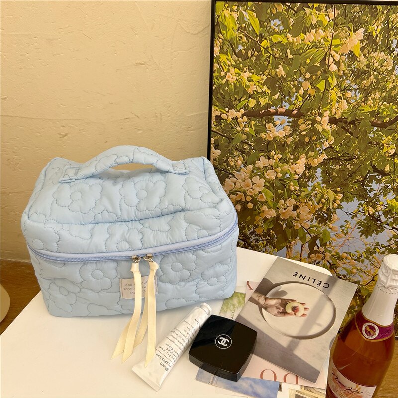 Shop All I Want large blue SHOP ALL I WANT Cosmetic Makeup Organizer Bag