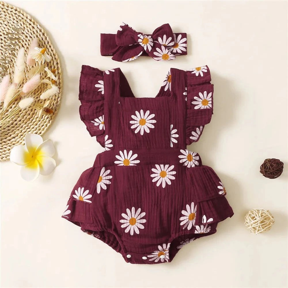 Shop All I Want Shop All I Want 🎀 Trendy Toddler Outfit: Ruffle Romper & Headband for Summer Fun!