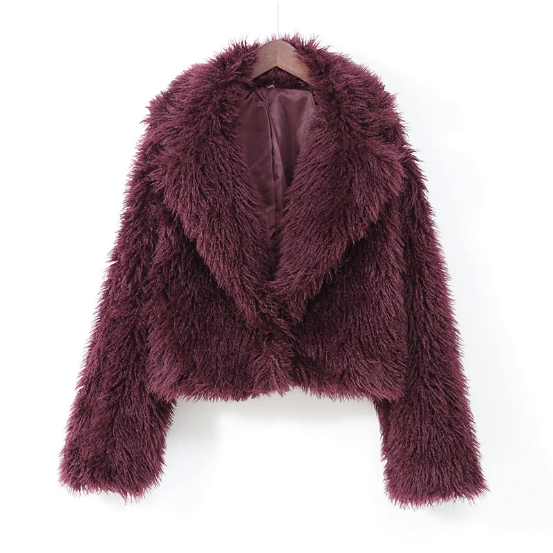 Women’s Faux Fur Jacket Coat – Warm Fluffy Lapel Cardigan for Winter 2025 ❄️✨