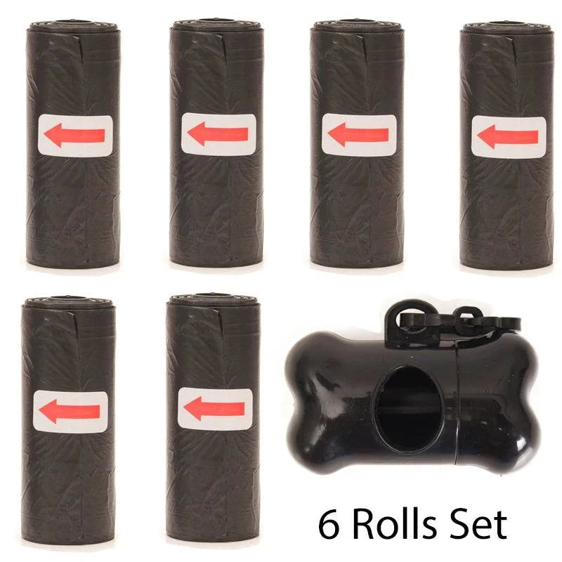 Shop All I Want Black 6Rolls Set SHOP ALL I WANT Convenient Cleanup: Pet poop bags for a mess-free and eco-friendly pet waste solution! 🐾♻️