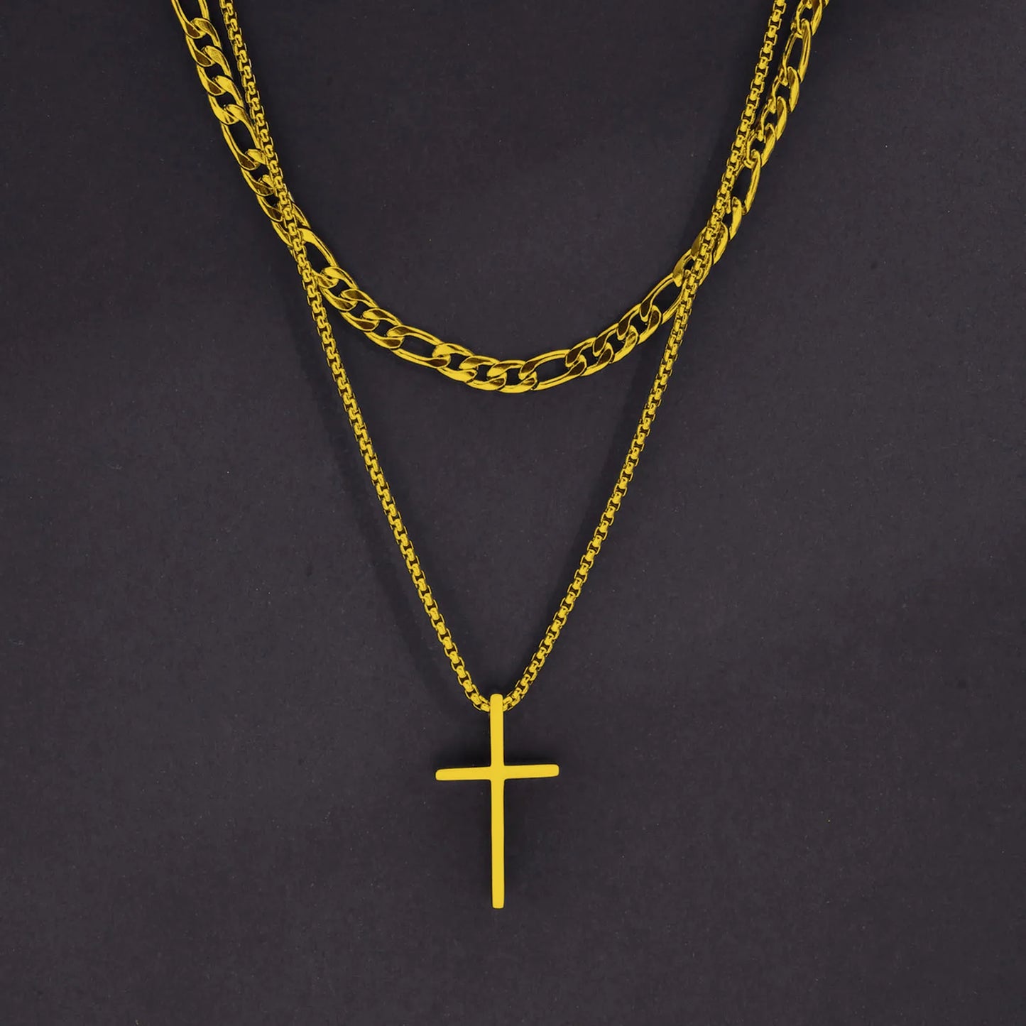 Shop All I Want NC-1035G NC-158-50G SHOP ALL I WANT Layered Cross Pendant Necklace for Men ✝️🔗