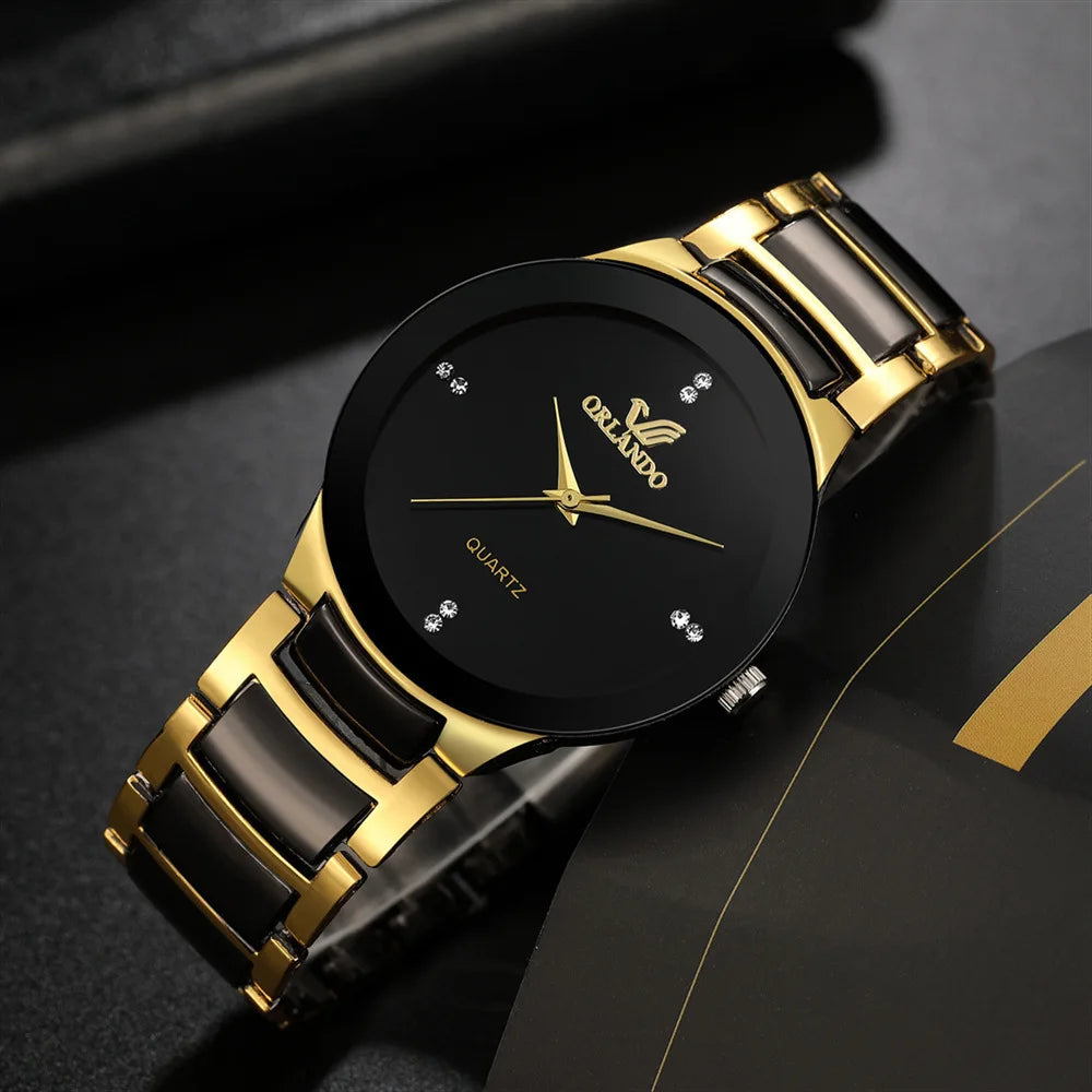 Luxury Watch – Cool Black Gold Quartz Steel Wristwatch ⌚✨