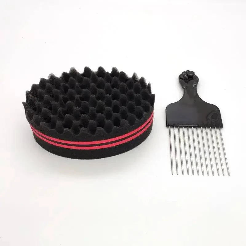 Shop All I Want 2 Set Shop All I Want 💇‍♂️ Hair Brush Sponge for Dreads – Double-Sided Metal Pick, Big Holes, Breathable Perm Styling Brush 🌟