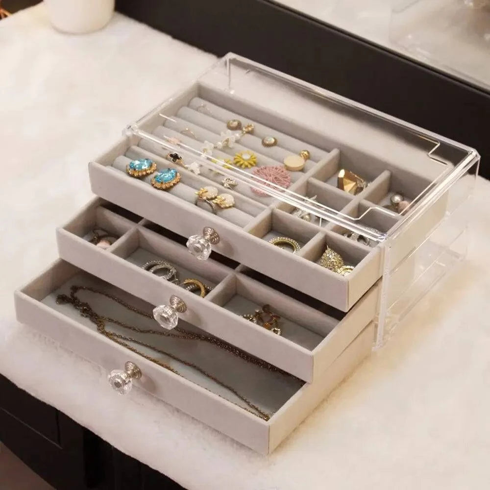 Shop All I Want Shop All I Want 💎 High-Capacity Flannel Jewelry Box – Organized Storage for Rings, Earrings, & Necklaces 💍