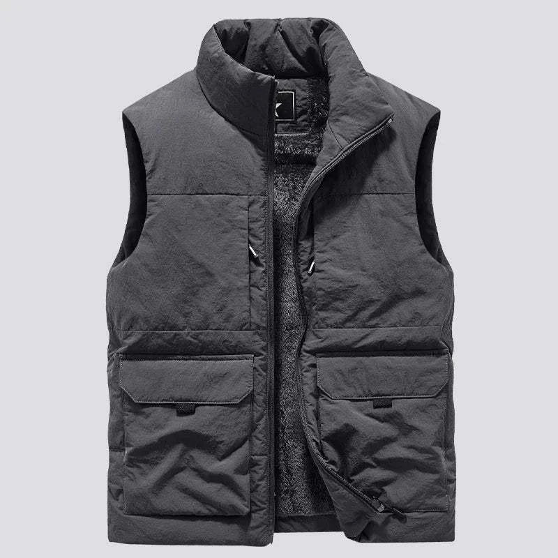 Shop All I Want Drak Gray / S SHOP ALL I WANT Cotton-Padded Sleeveless Workwear Vest