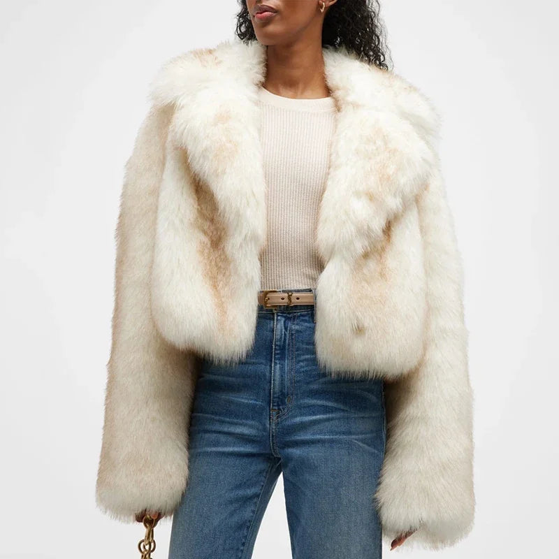 Shop All I Want gradient fur coat / M SHOP ALL I WANT Fluffy Fur Jacket