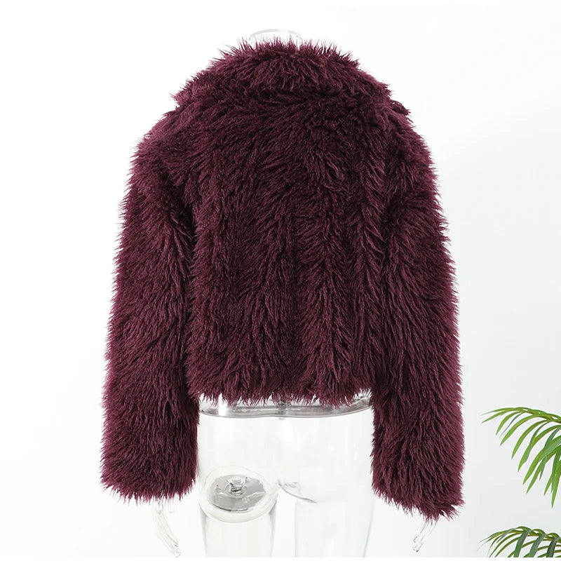 Women’s Faux Fur Jacket Coat – Warm Fluffy Lapel Cardigan for Winter 2025 ❄️✨