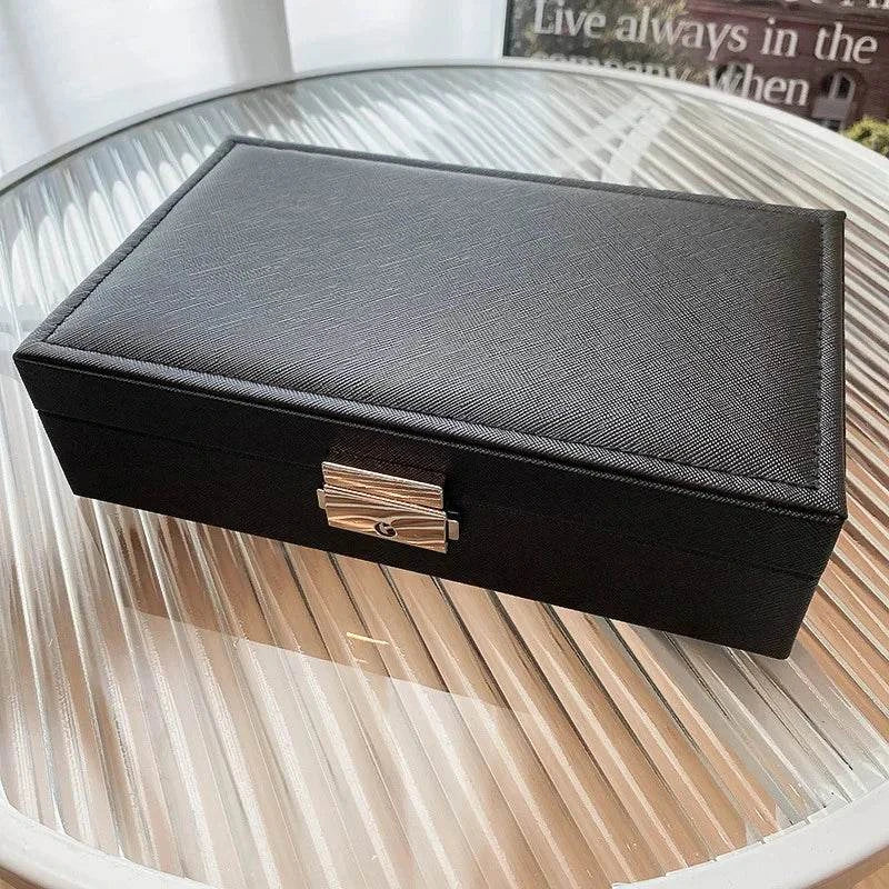 Shop All I Want black AQ104-2 Shop All I Want 💎 Simple Lockable Jewelry Packaging – High-End Earrings Storage Box, Dustproof, Large Capacity, Travel & Display 🌟