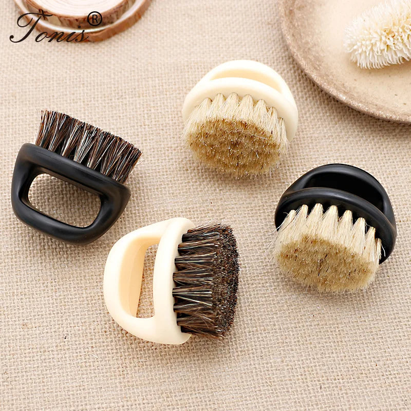 Men’s Beard Ring Brush | Portable Horse Bristle Shaving Brush 🧔