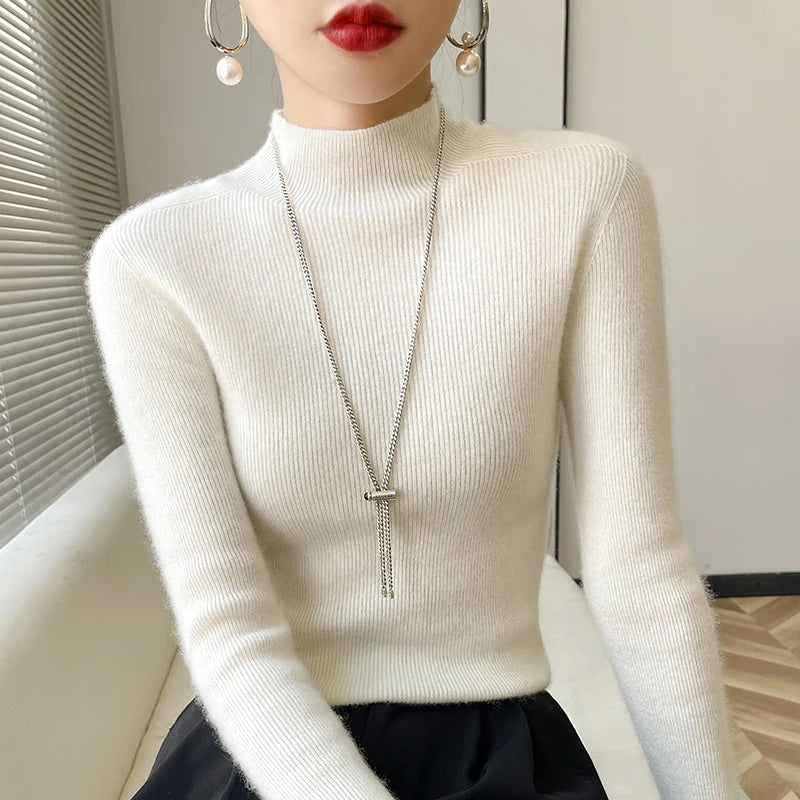 Shop All I Want SHOP ALL I WANT Half High Neck Knitted Sweater -NYC cozy elegance 🗽