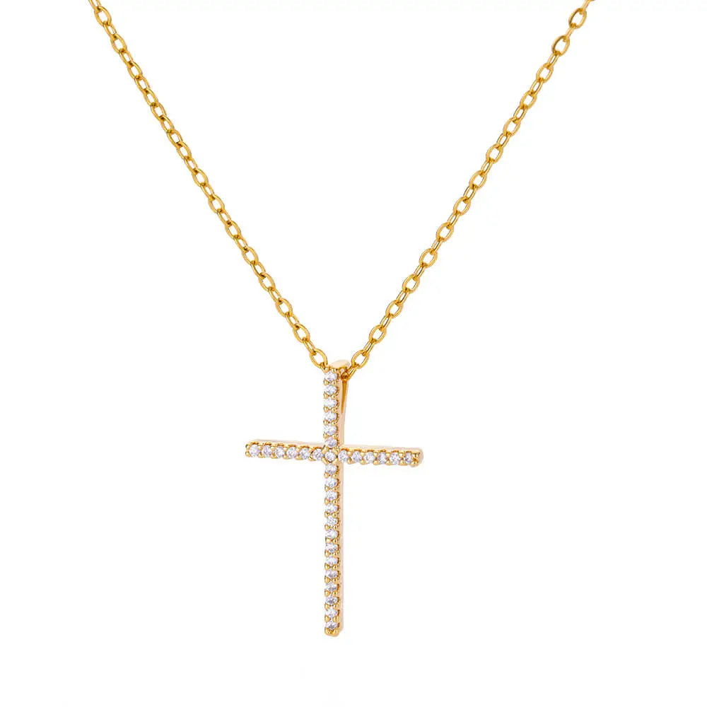 Shop All I Want N05314G / 45cm / China SHOP ALL I WANT Gold-Plated Zircon Cross Necklace 🌟✝️