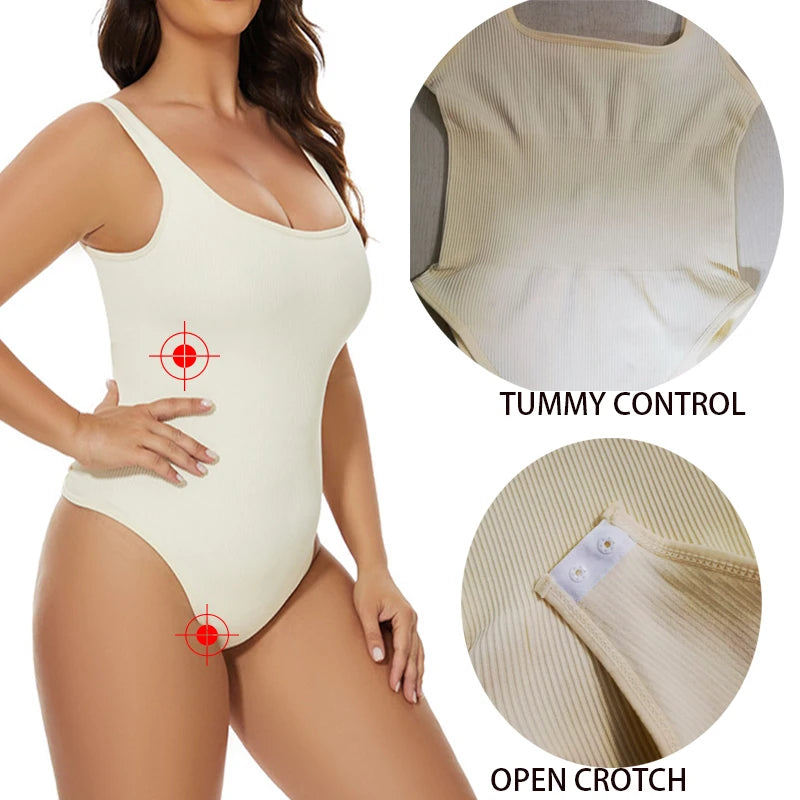 Tummy Control Jumpsuit – Light Control Open Crotch Shapewear Bodysuit 🌟✨