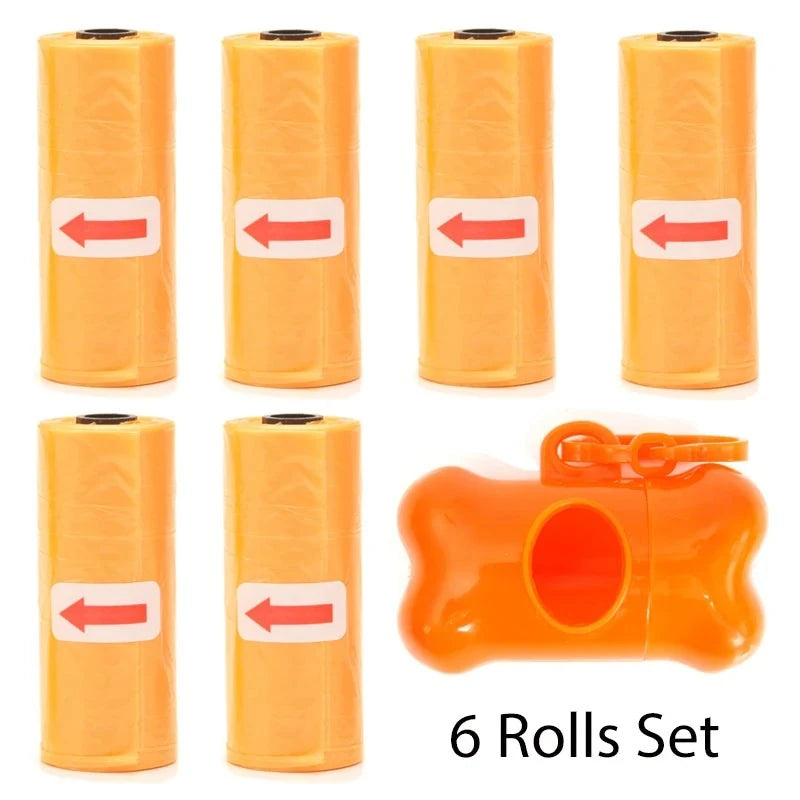 Shop All I Want Orange 6Rolls Set SHOP ALL I WANT Convenient Cleanup: Pet poop bags for a mess-free and eco-friendly pet waste solution! 🐾♻️