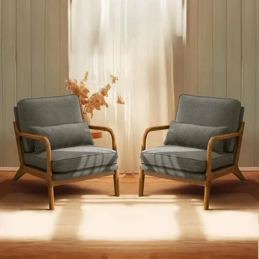 Shop All I Want Armrests Accent Chair Set of 2, Upholstered with Pillow, Comfy FarmhouEnhance your living room with this set of 2 armrests accent chairs. Upholstered with soft fabric and featuring comfy pillows, these chairs bring a touch of modern stShop All I WantShop All I WantPillow, Comfy Farmhouse Chairs 🪑