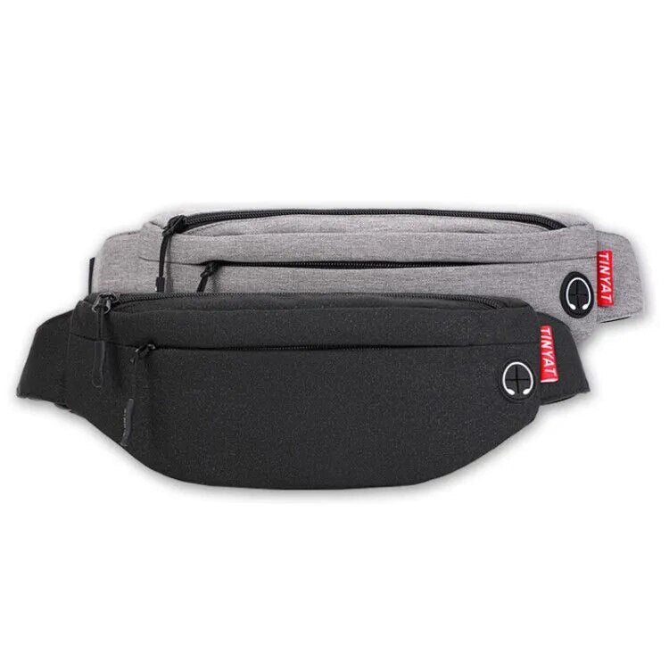 Shop All I Want T2003 BLACK GREY / China SHOP ALL I WANT Canvas Waist Bag with Multiple Pockets