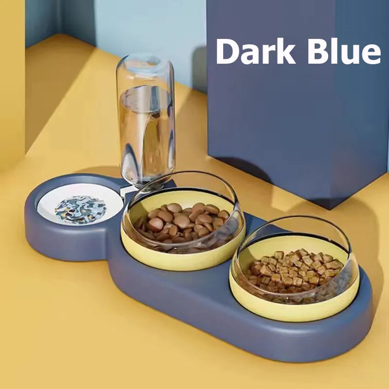 Shop All I Want Dark Blue SHOP ALL I WANT Double Bowl Cat Feeder