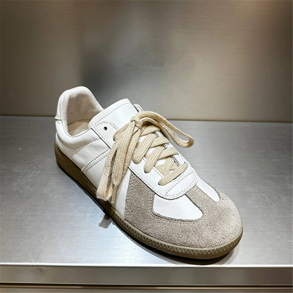 Shop All I Want beige gray / 9 SHOP ALL I WANT Genuine Leather Sneakers