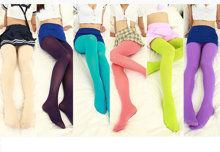 Candy Color Sexy Tights for Women – Plus Size High Elasticity Pantyhose for Beautiful Legs, Non-Transparent Design 🌈✨