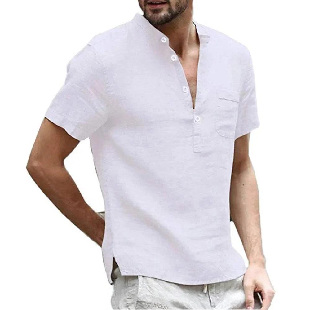 Shop All I Want White / US S 50-60 KG SHOP ALL I WANT Men's Cotton & Linen T-Shirt 🌞👕