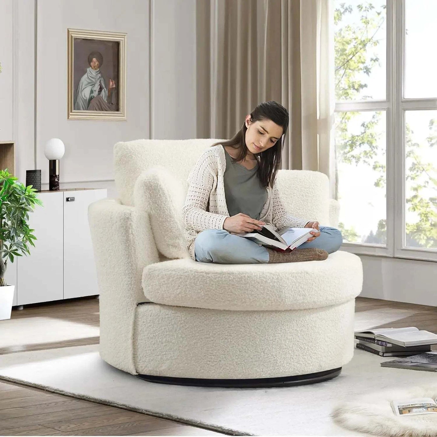 Cozy Chenille Round Swivel Chair - 360° Comfort & Style! 🛋️Elevate your living space with this Minimalist Modern Living Room Chair, designed for both style and comfort. Featuring a solid back and 360-degree rotation, this chShop All I WantShop All I WantCozy Chenille