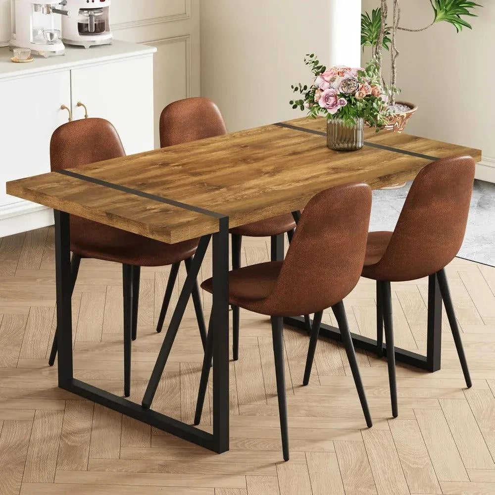 5-Piece Dining Set for 4 🍽️ | 55” Mid-Century Modern Wooden Table witElevate your dining space with the 5-Piece Dining Set for 4, featuring a 55” Mid-Century Modern Wooden Table paired with fabric chairs. Designed with modern home desShop All I WantShop All I Want5-Piece Dining Set