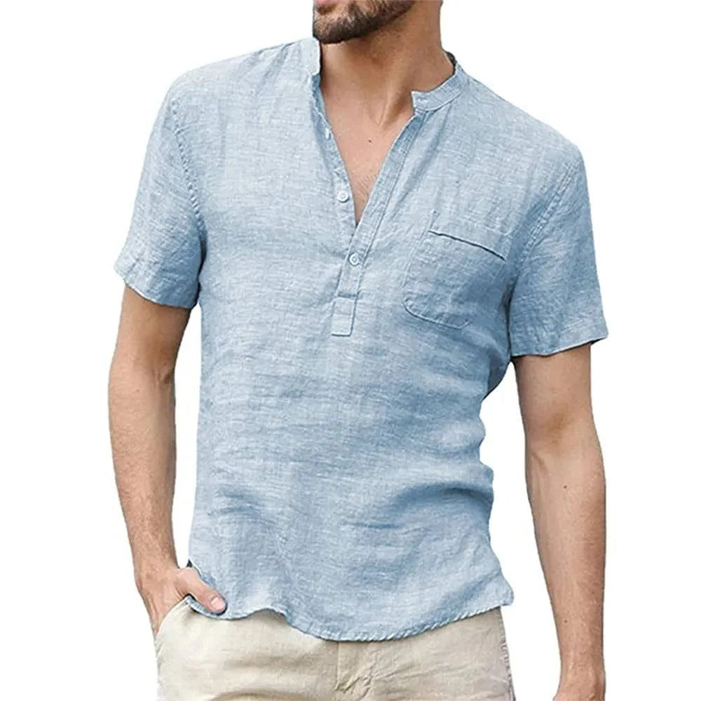 Shop All I Want light blue / US S 50-60 KG SHOP ALL I WANT Men's Cotton & Linen T-Shirt 🌞👕